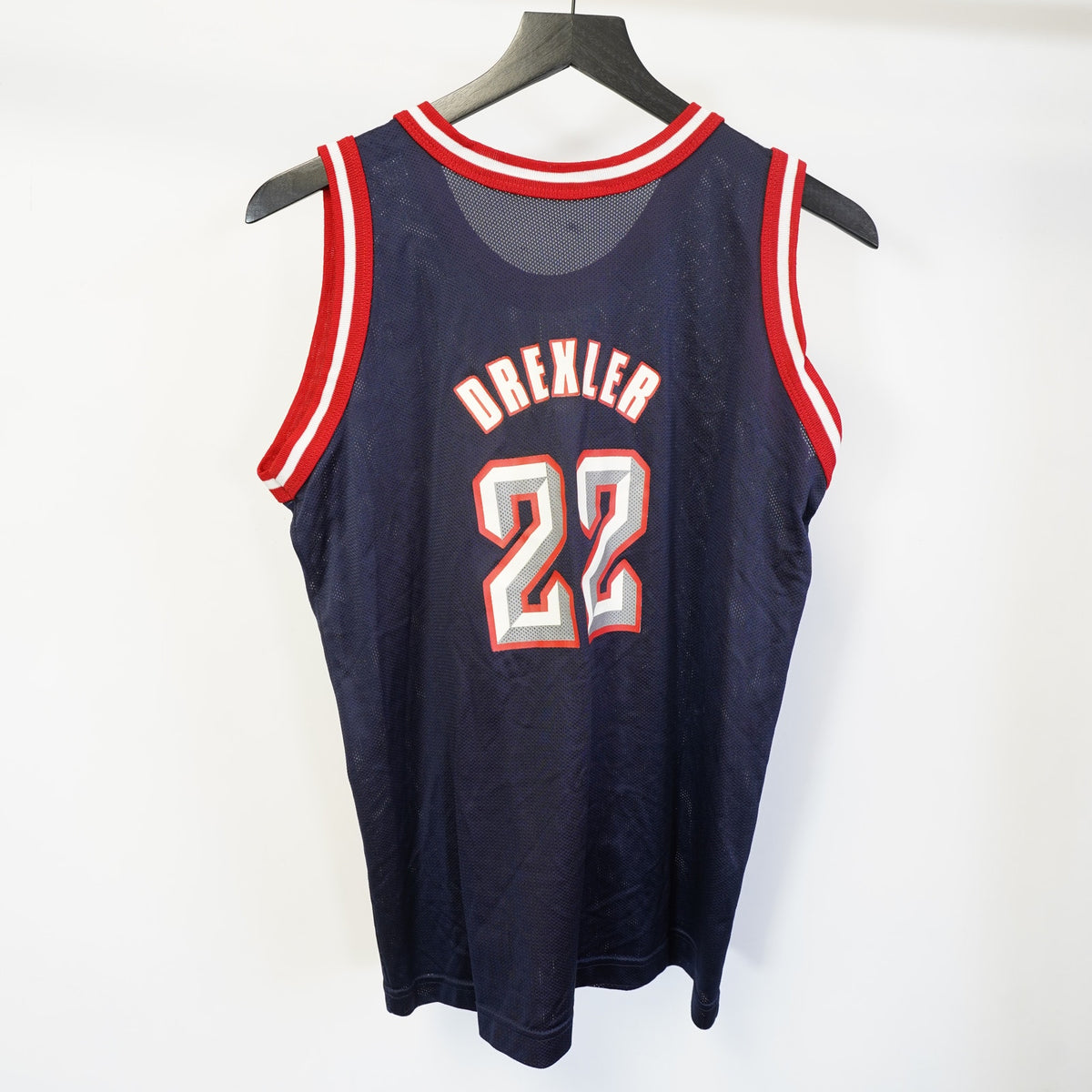 (Boys XL) Vintage Champion Houston Rockets Clyde Drexler Basketball Jersey Boys XL Blue 90