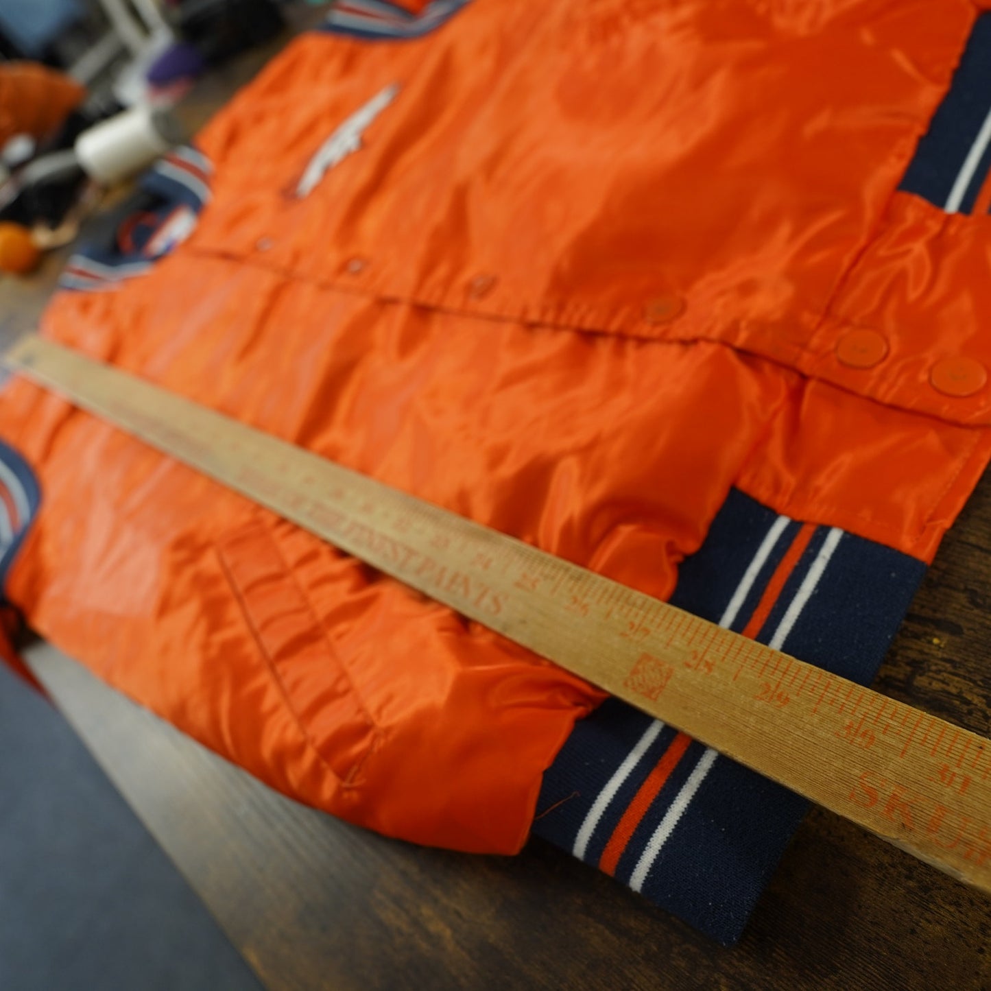 (L) Vintage Denver Broncos Stater Satin Varsity Jacket Men's L Orange Bomber Retro