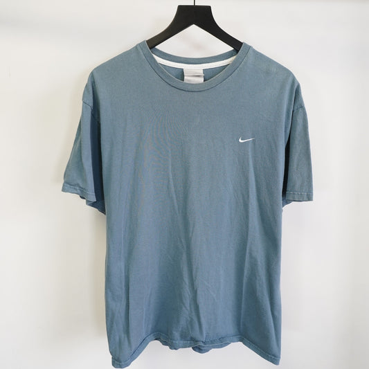 (L) Vintage 2000s Nike Essential Swoosh Check T-Shirt Men's L Blue Embroidered Y2K