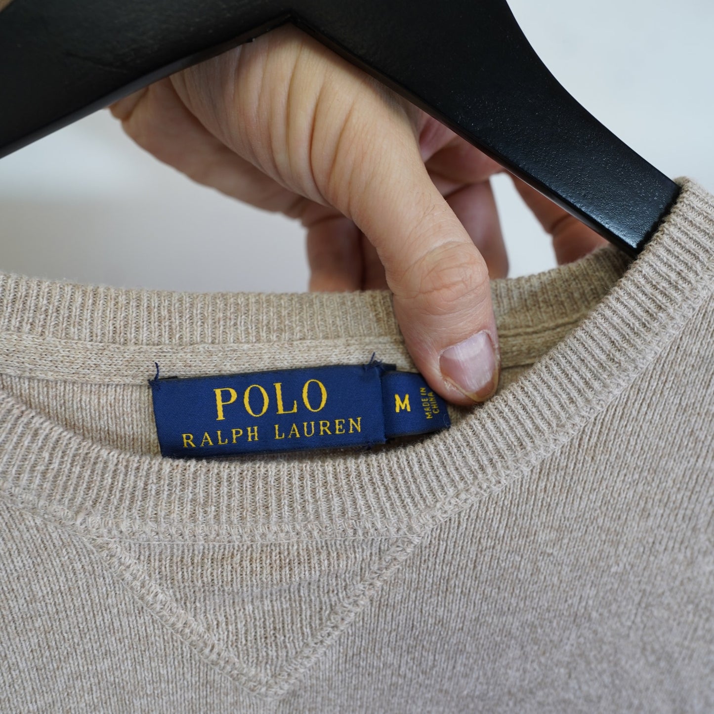(M) Polo Ralph Lauren Cream Pullover Knit Sweater Men's M Beige Sweatshirt Tan