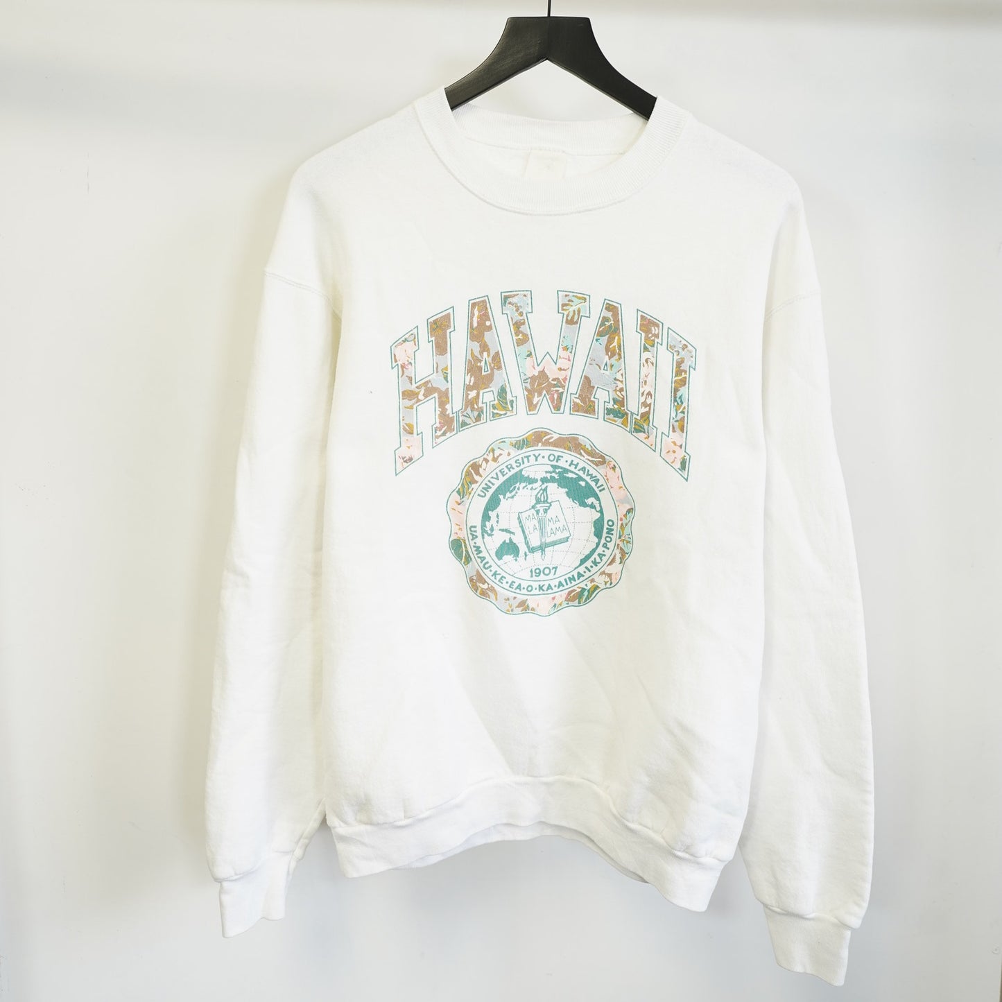 (L) Vintage University of Hawaii Rainbow Warriors Sweatshirt Men's L White Tropical