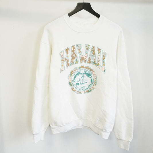 (L) Vintage University of Hawaii Rainbow Warriors Sweatshirt Men's L White Tropical