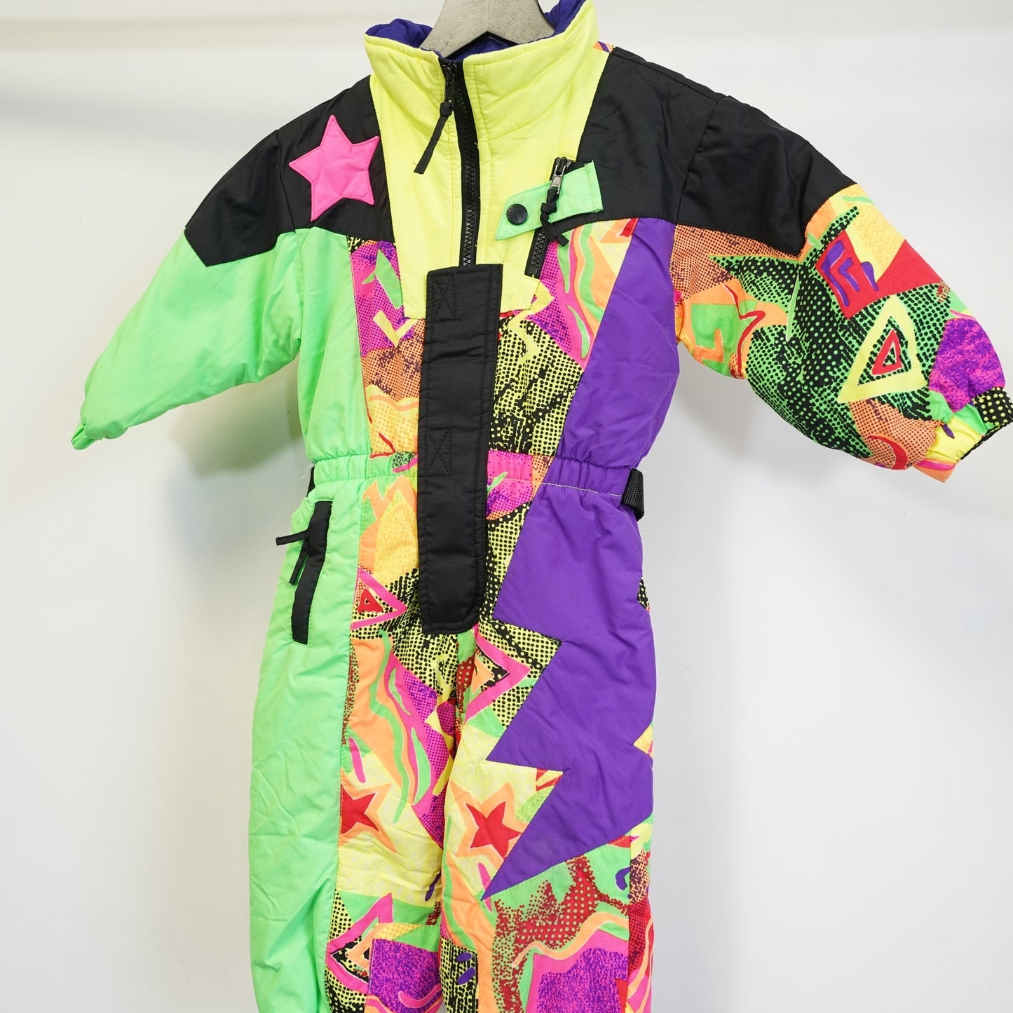 (3T) Vintage 90s Obermeyer Ski Suit Kids Sz. 3T Snowsuit All Over Print Geometric