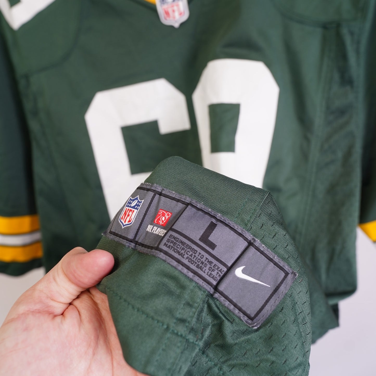 (L) Nike Green Bay Packers David Bakhtiari Football Jersey Mens L NFL On Field Green