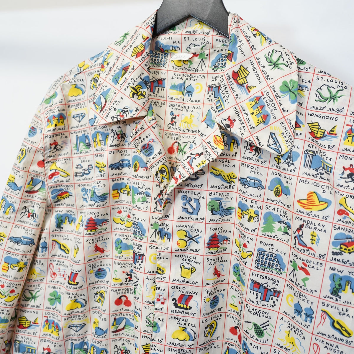 (One Size) Vintage Postcard All Over Print Travel Trench Coat Jacket One Size Boho Art
