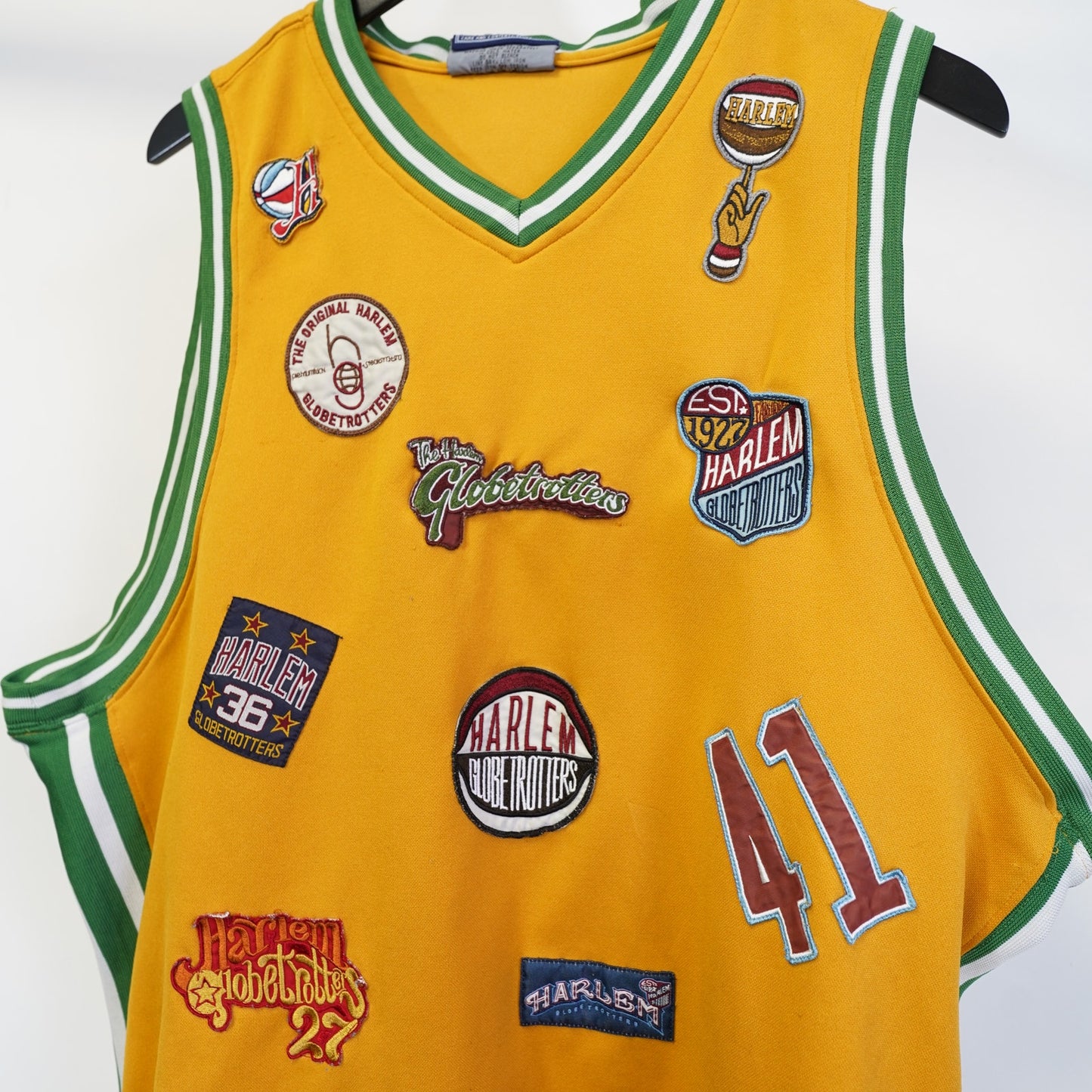 (L) Vintage Fubu Platinum Harlem Globtrotters Patch Basketball Jersey Men's L Yellow
