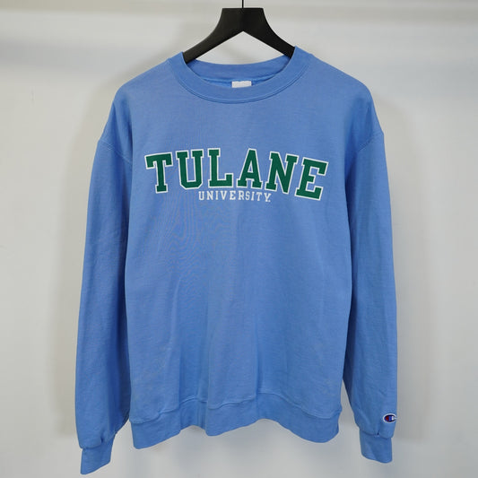 (L) Tulane University Champion Crewneck Sweatshirt Men's L Blue Green Wave