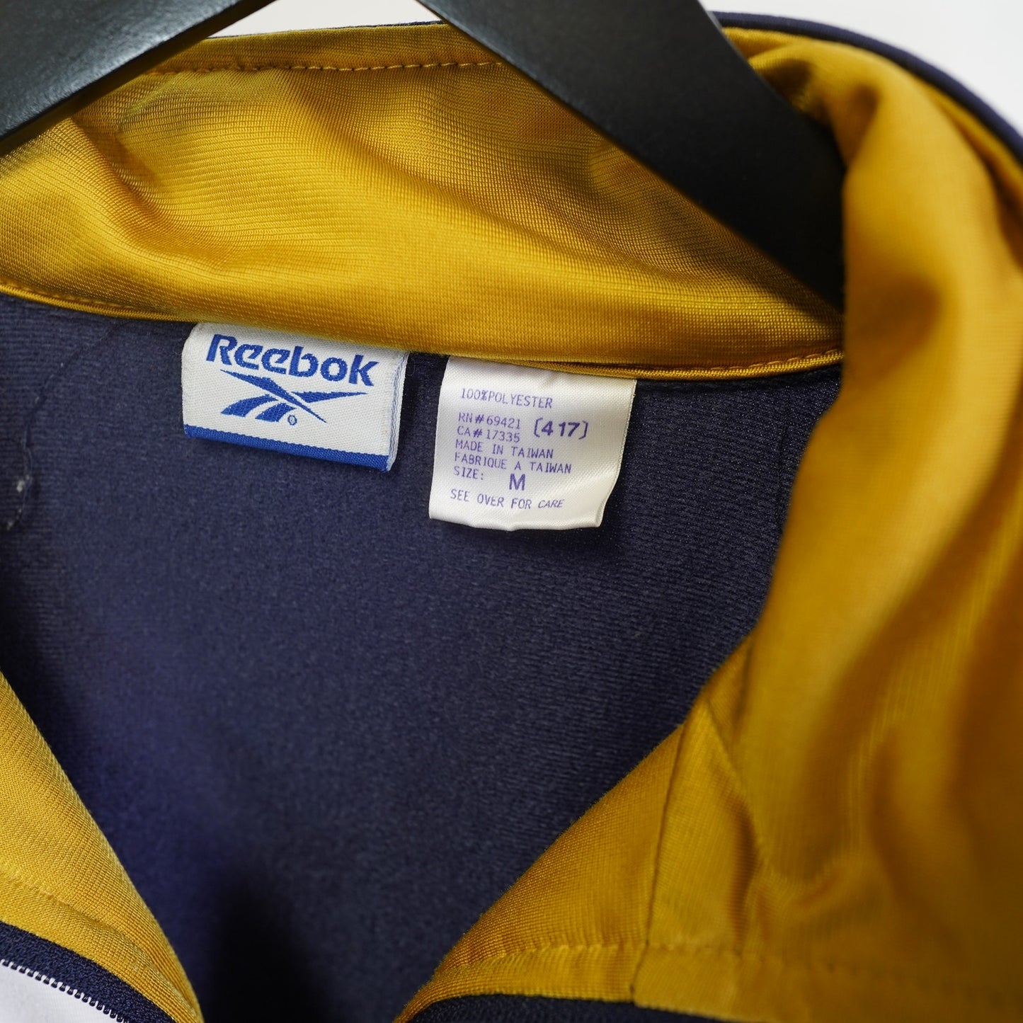 (M) Vintage Reebok Track Jacket Navy Gold Men's M Retro Full Zip