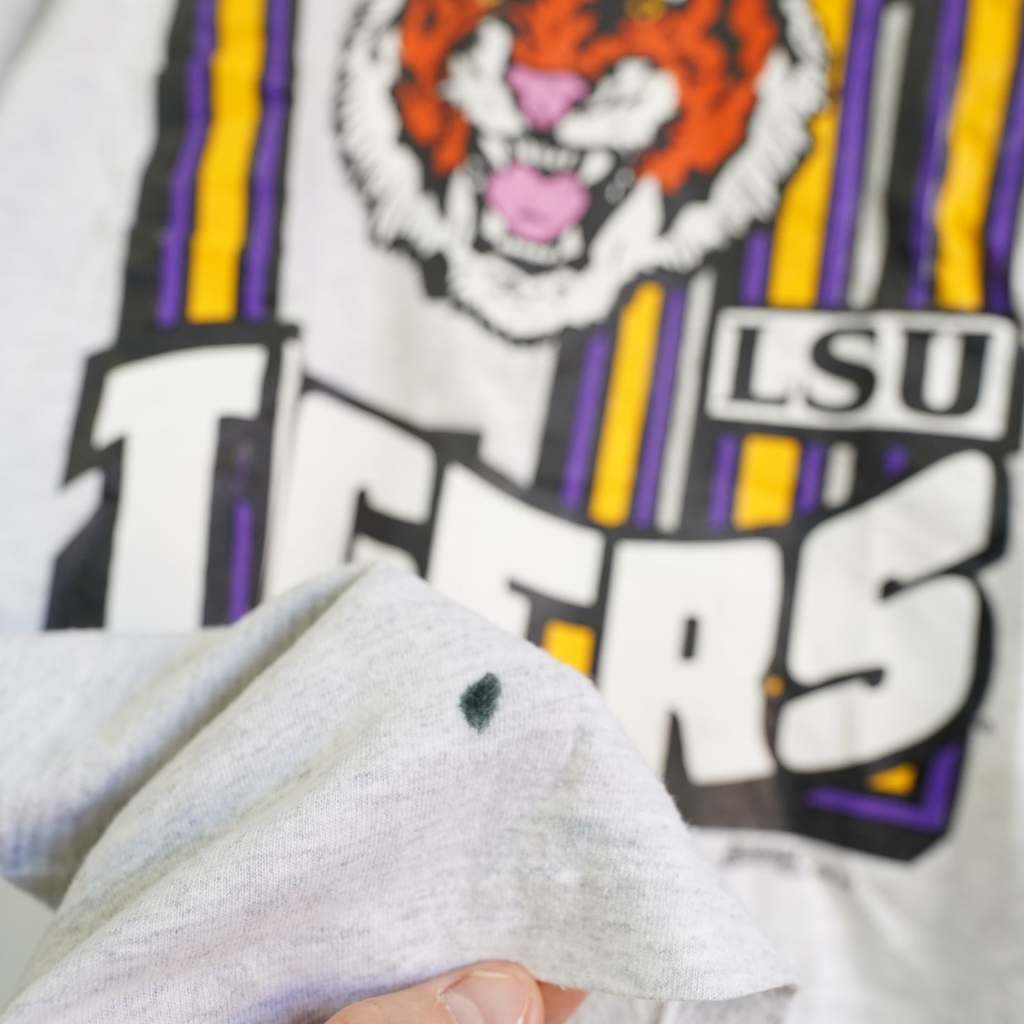 (L) Vintage LSU Tigers Single Stitch 90s T-Shirt Men's L Gray Big Logo
