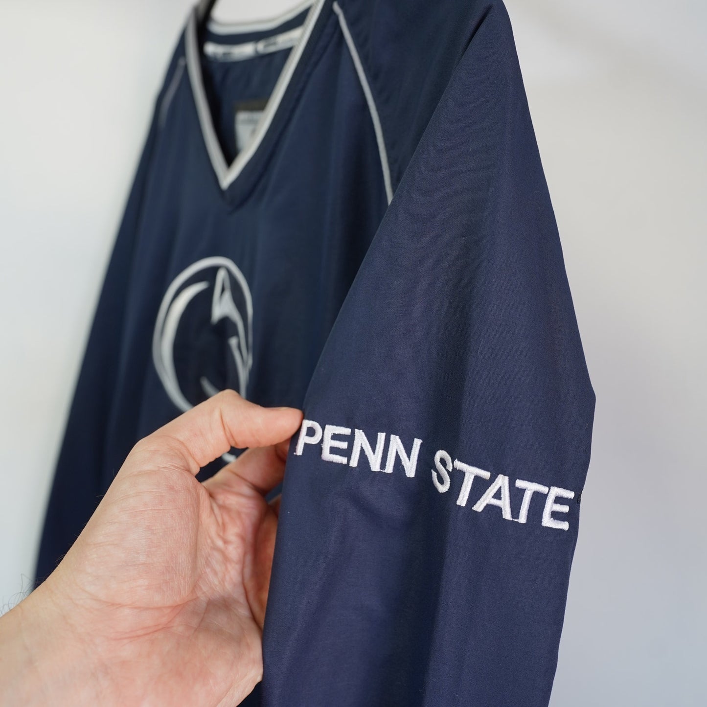 (3XL) Vintage Penn State Nittany Lion Embroidered Pullover Windbreaker Men's 3XL Blue