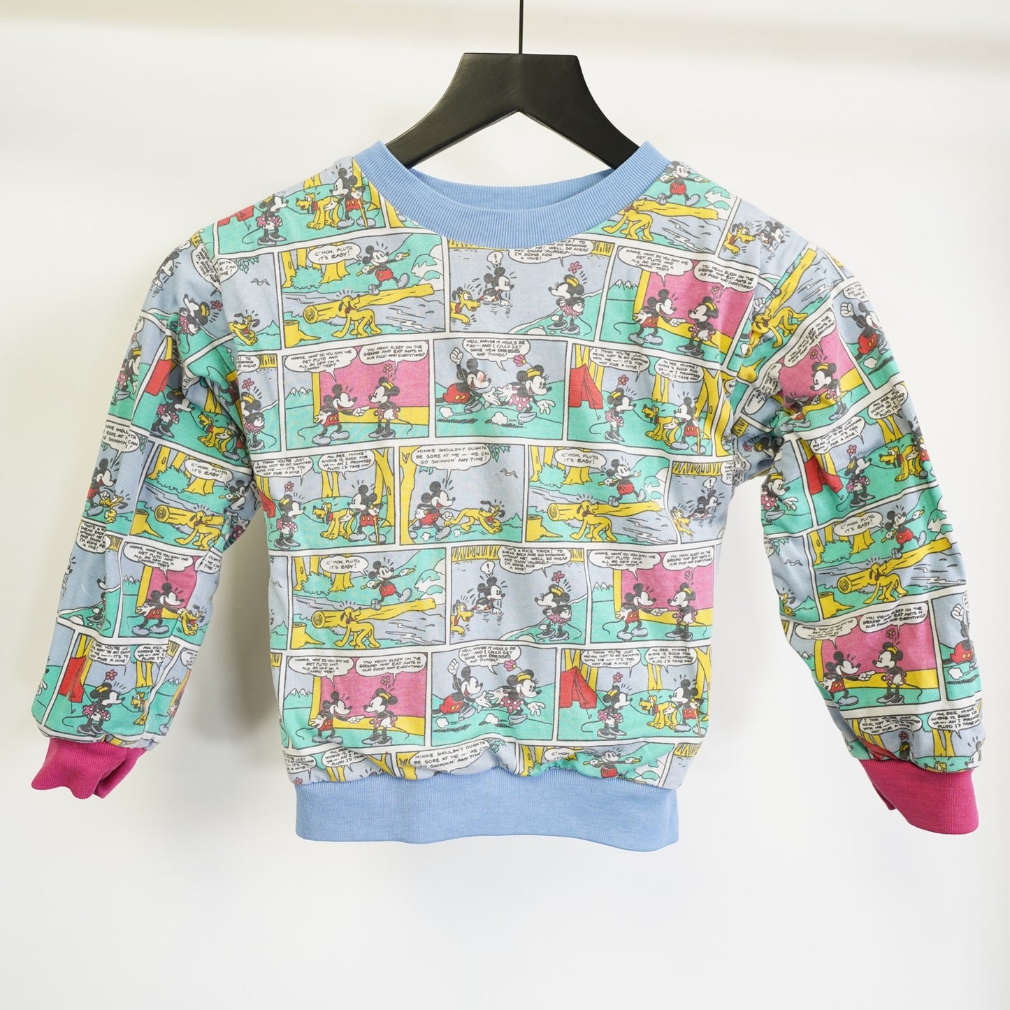 (Kids 4T) Vintage Mickey Mouse Reversible Disney Sweatshirt Kids 4T 90s Cartoon Pastel