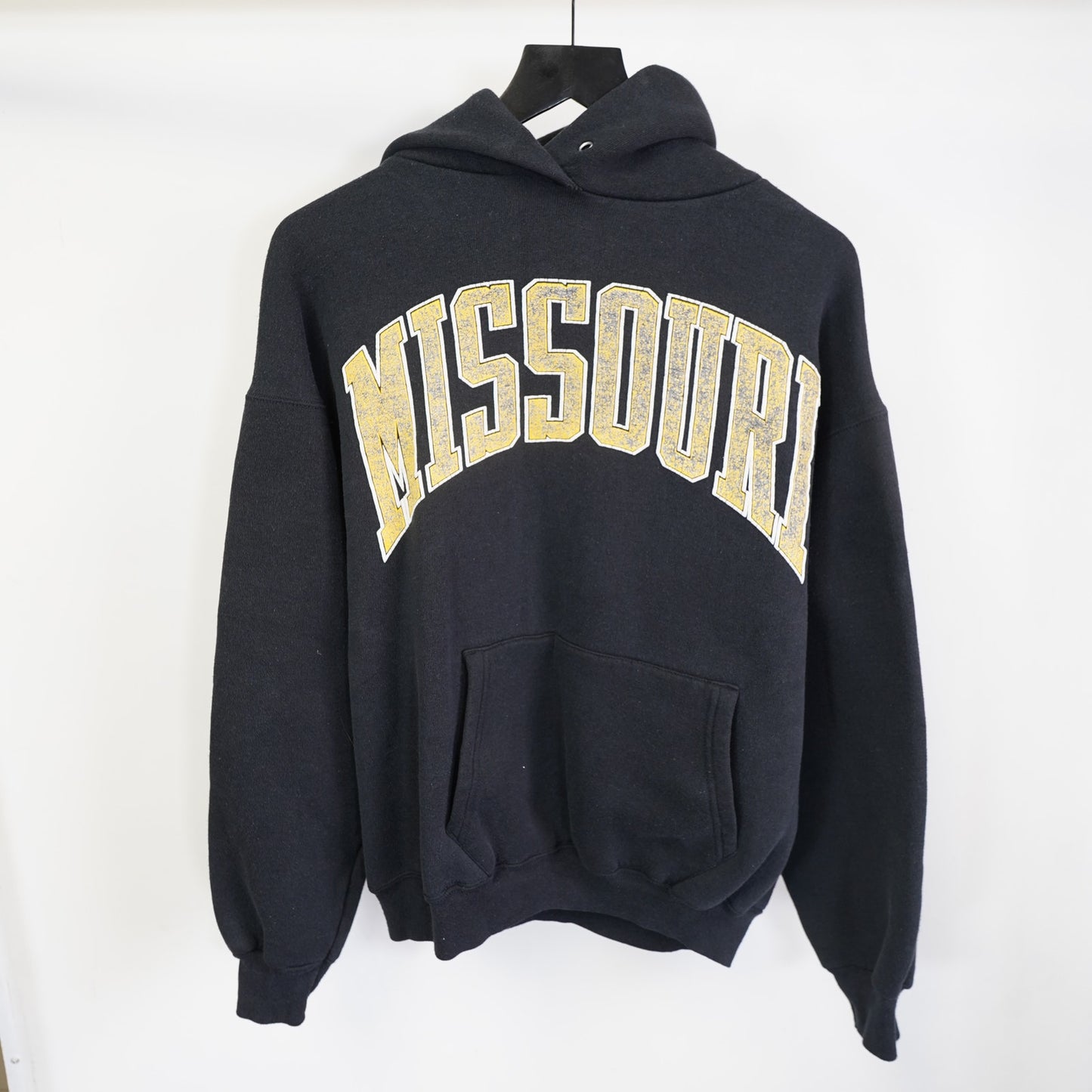 (L) Vintage University of Missouri Tigers 90s Hoodie Sweatshirt Men's L Black Yellow