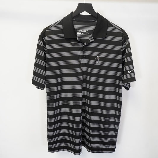 (L) Nike Golf Disney Mickey Mouse Striped Performance Polo Shirt Men's L Black