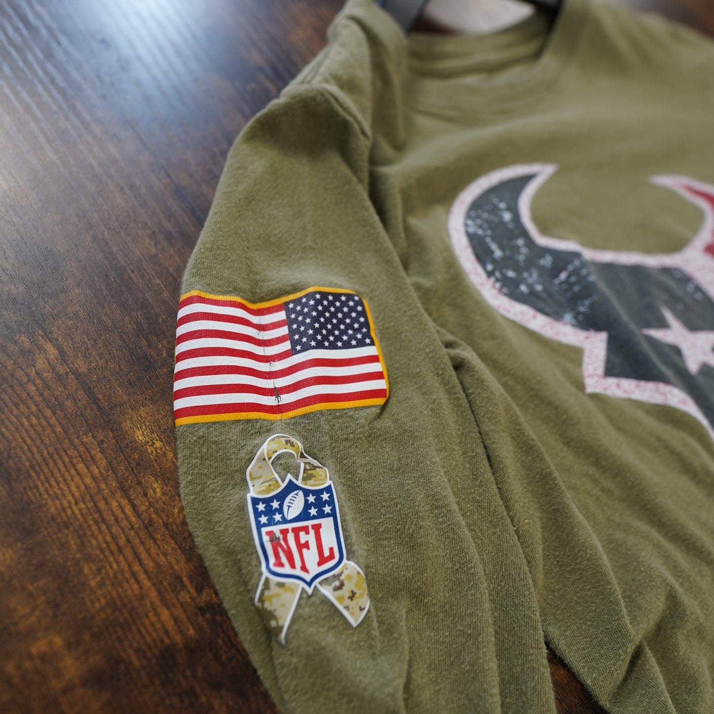 (Boys S) Houston Texans NIke Salute to Service Longsleeve Boys T-Shirt Kids Youth S Green