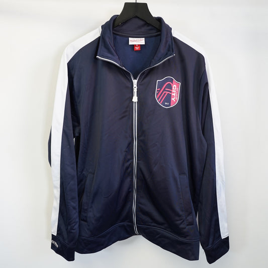 (L) St. Louis City FC Mitchell & Ness Warm Up Track Jacket Men's L Blue Embroidered