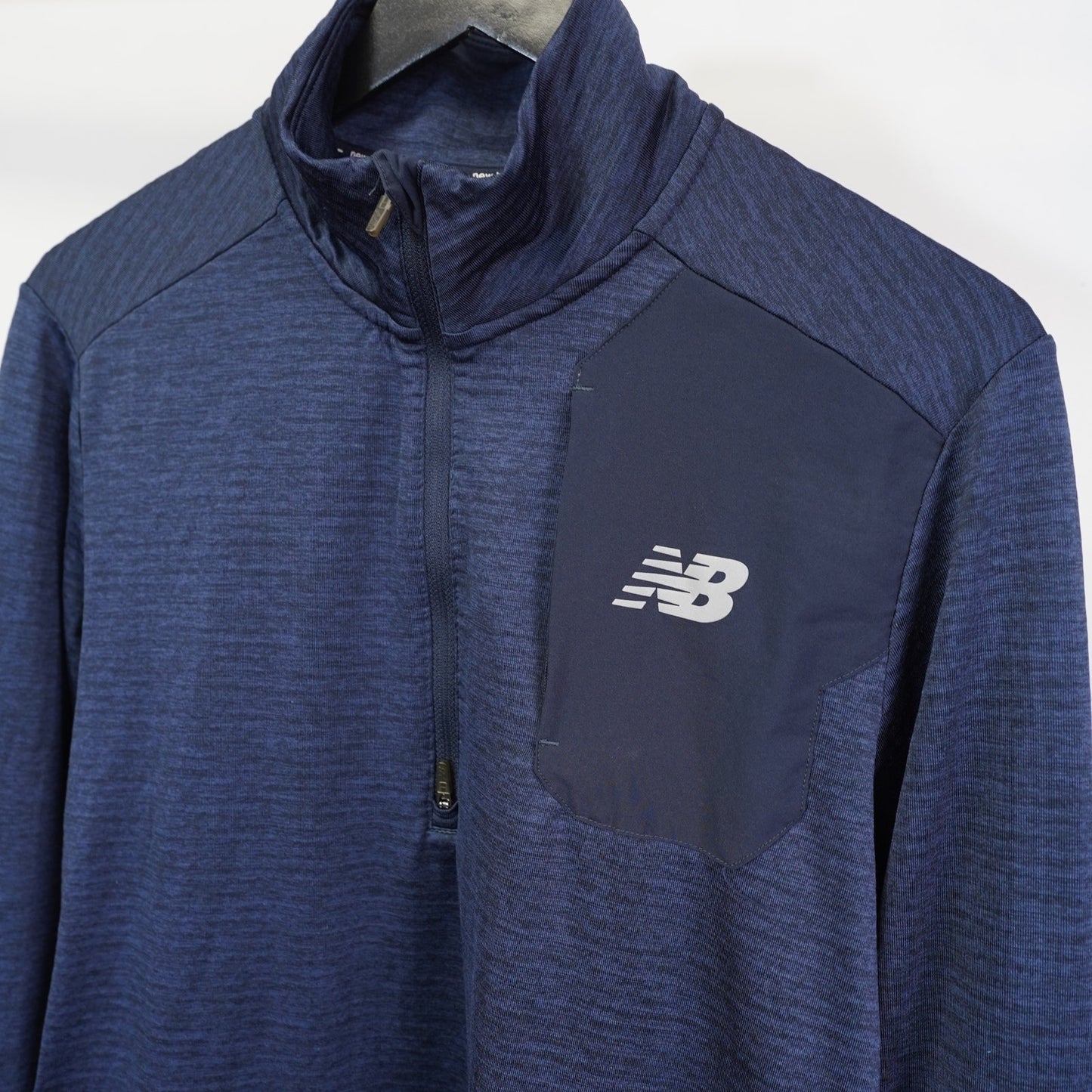 (M) New Balance Heat Grid Half Zip Pullover Running Jacket Men's M Navy Blue