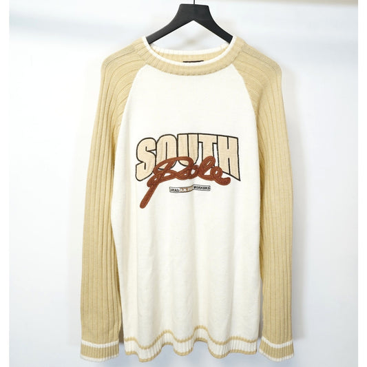 (L) Vintage Southpole Y2K Sewn Knit Sweater Men's L Streetwear 2000s White Tan