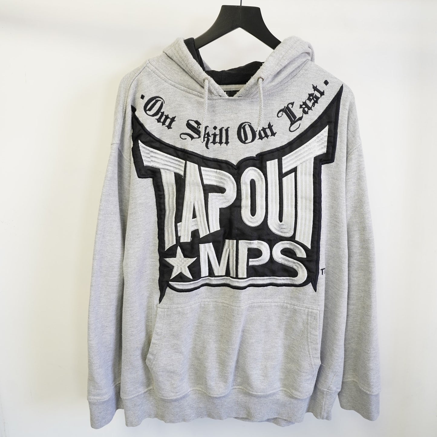 (XXL) Vintage Y2K Tapout MMA Embroidered Pullover Hoodie Size 2XL-4X Gray 2000s