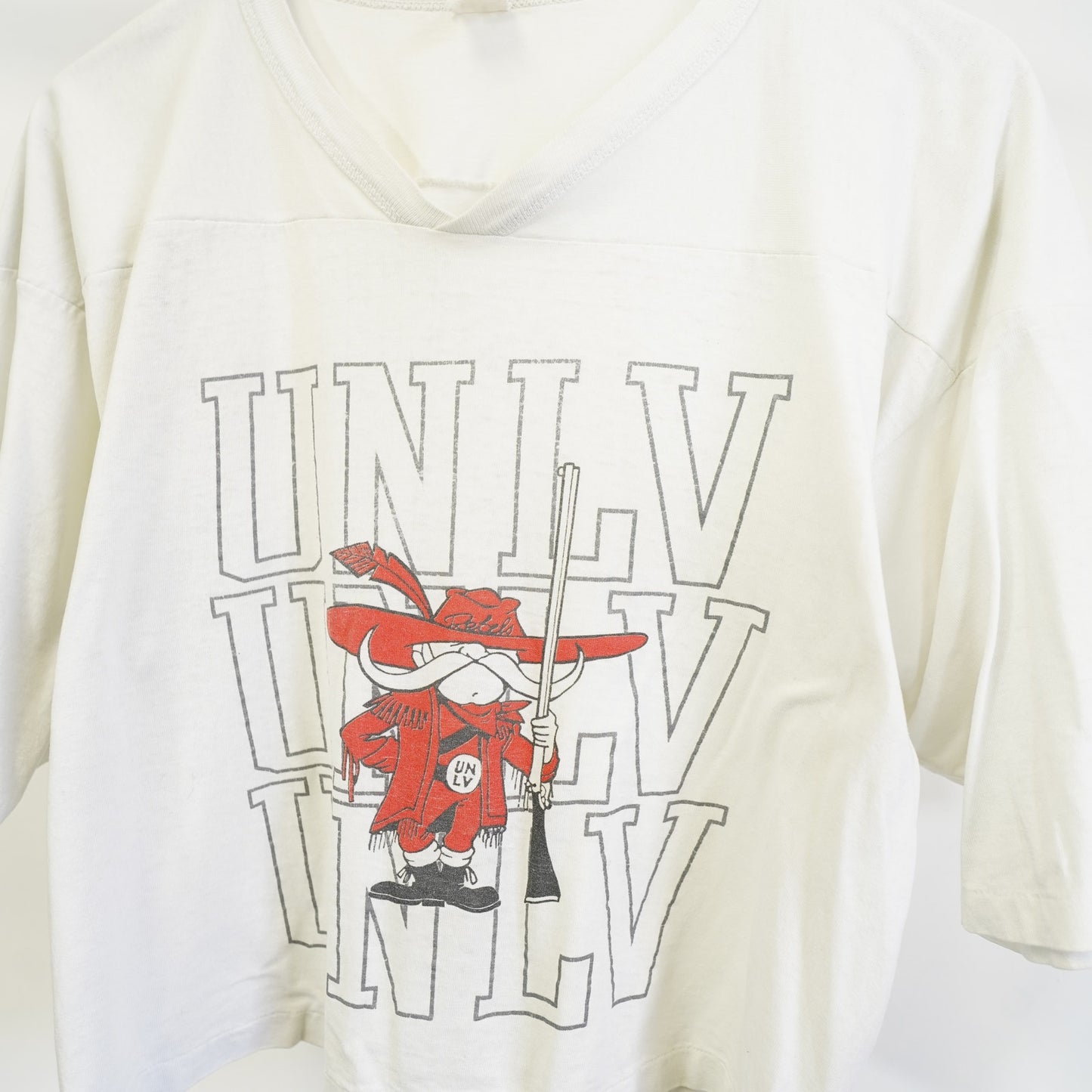 (M) Vintage 80s UNLV Rebels Crop Top T-Shirt Unisex M White Retro 90s Single Stitch