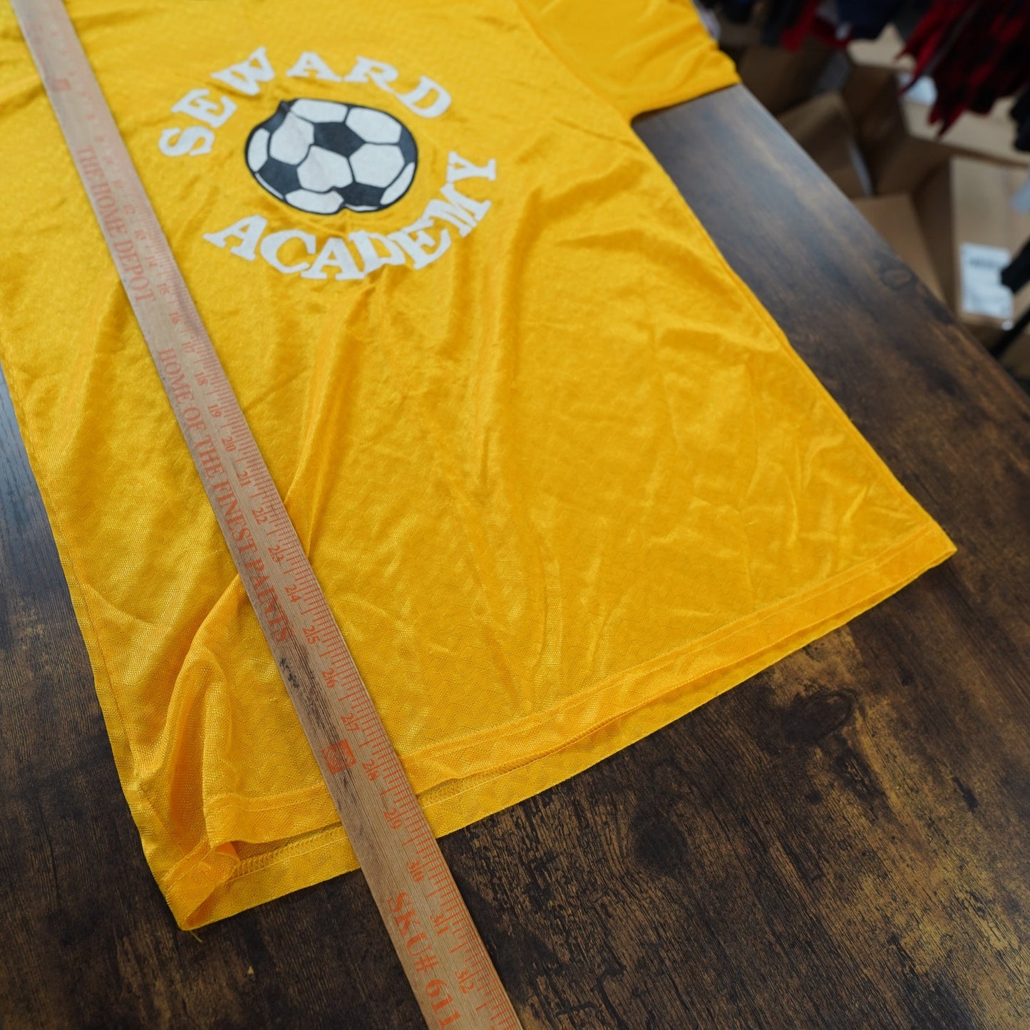 True Vintage 70s Soccer Academy Stitched Jersey Men's M Yellow Futbol