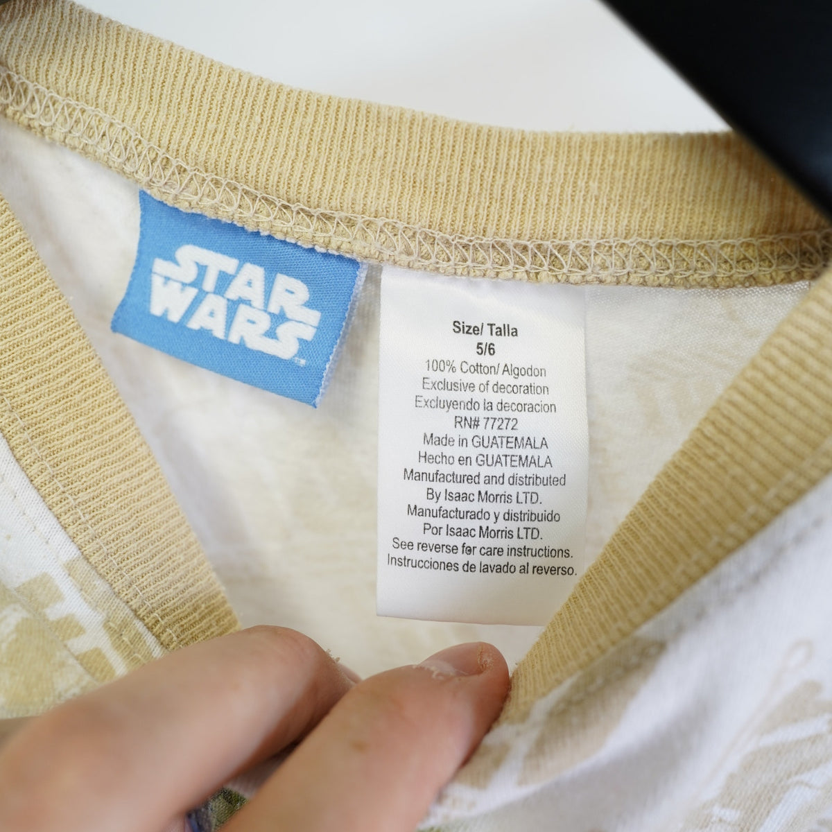 (Boys 5/6) Vintage Star Wars Clone Wars 2000s T-Shirt Boys 5/6 Yoda Anakin Jedi AOP White