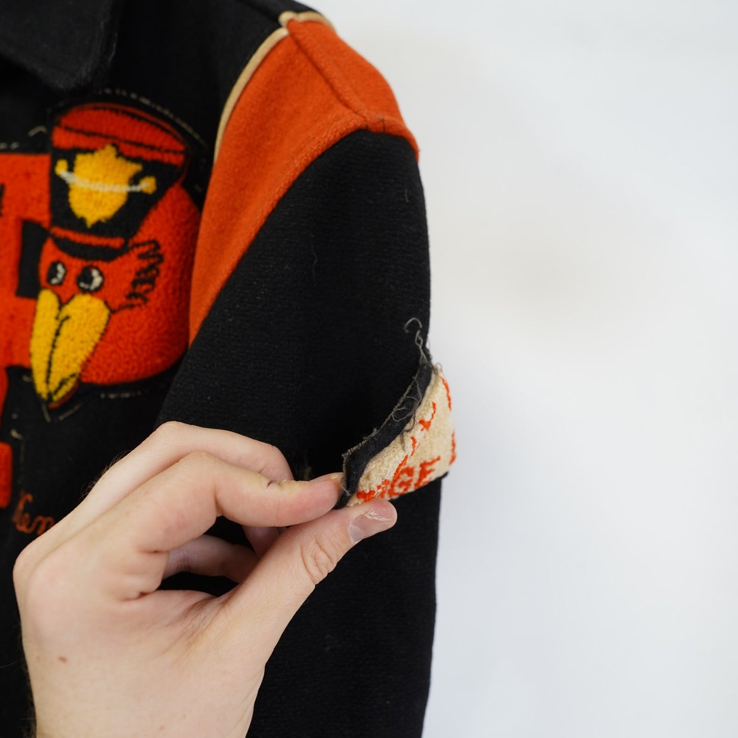 (S) True Vintage 50s Letterman Chain Stitched Varsity Jacket Sz 38-40 Men's S Black