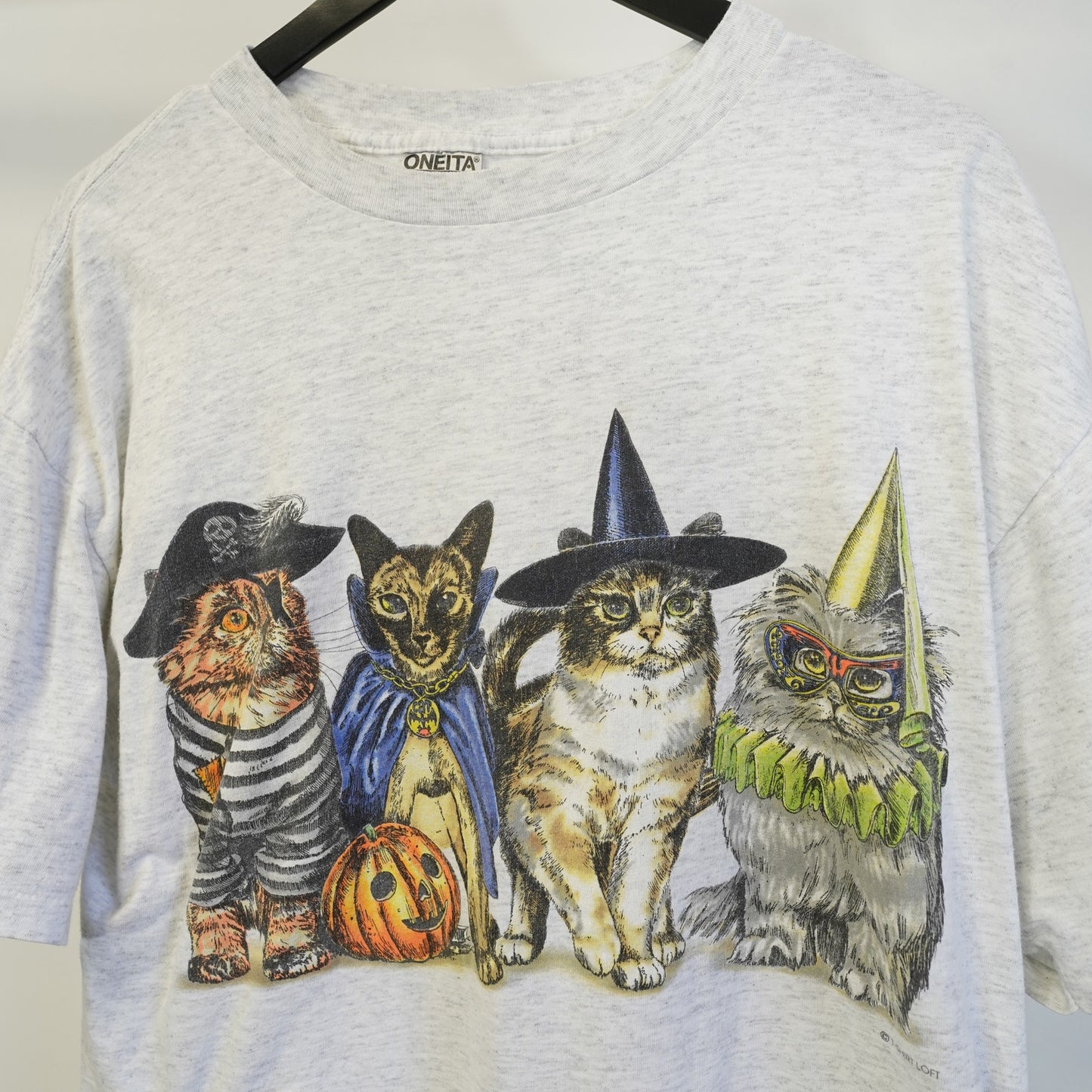 (XL) Vintage Halloween Cats Spooky Kitty T-Shirt Men's XL Witch Pumpkin Costume 90s