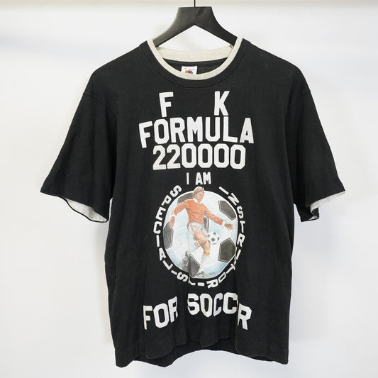 (M) Vintage World Soccer Formula Single Stitch T-Shirt Men's M Black Fruit of Loom