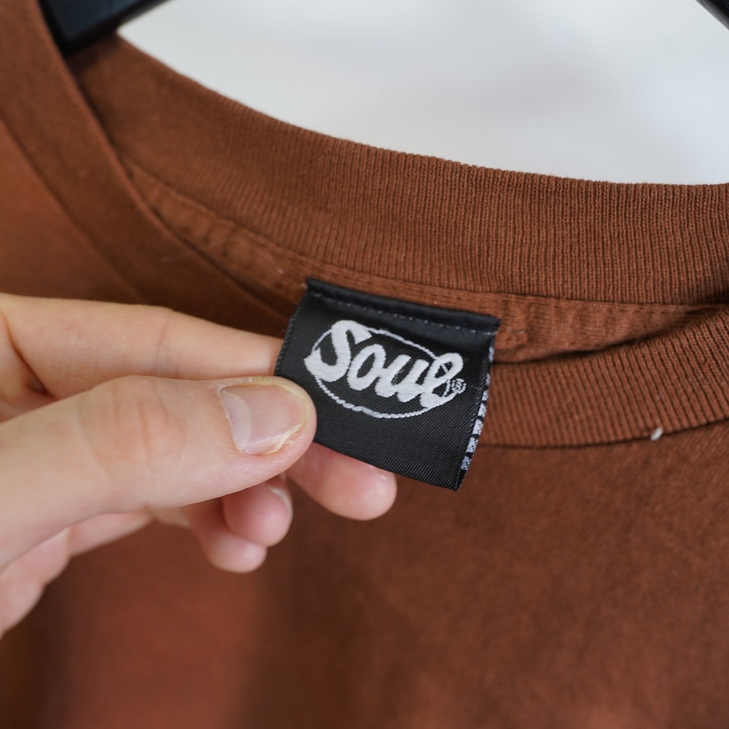 (L) Vintage Soul Built Tough Skate & Surf Jesus T-Shirt Men's L Brown Single Stitch