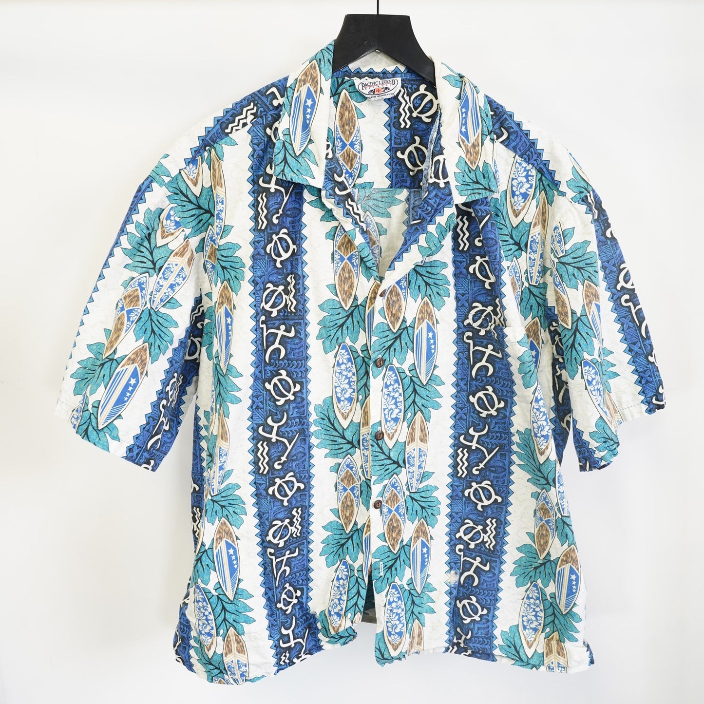(XXL) Vintage 90s Pacific Legend Hawaiian Shirt Men's XXL Floral Tropical Surf Blue