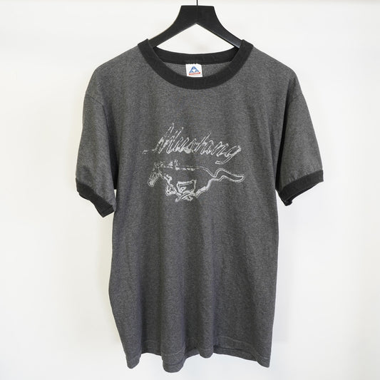 (L) Vintage Ford Mustang Racing Ringer T-Shirt Men's L Gray Black Retro 2000s Y2K