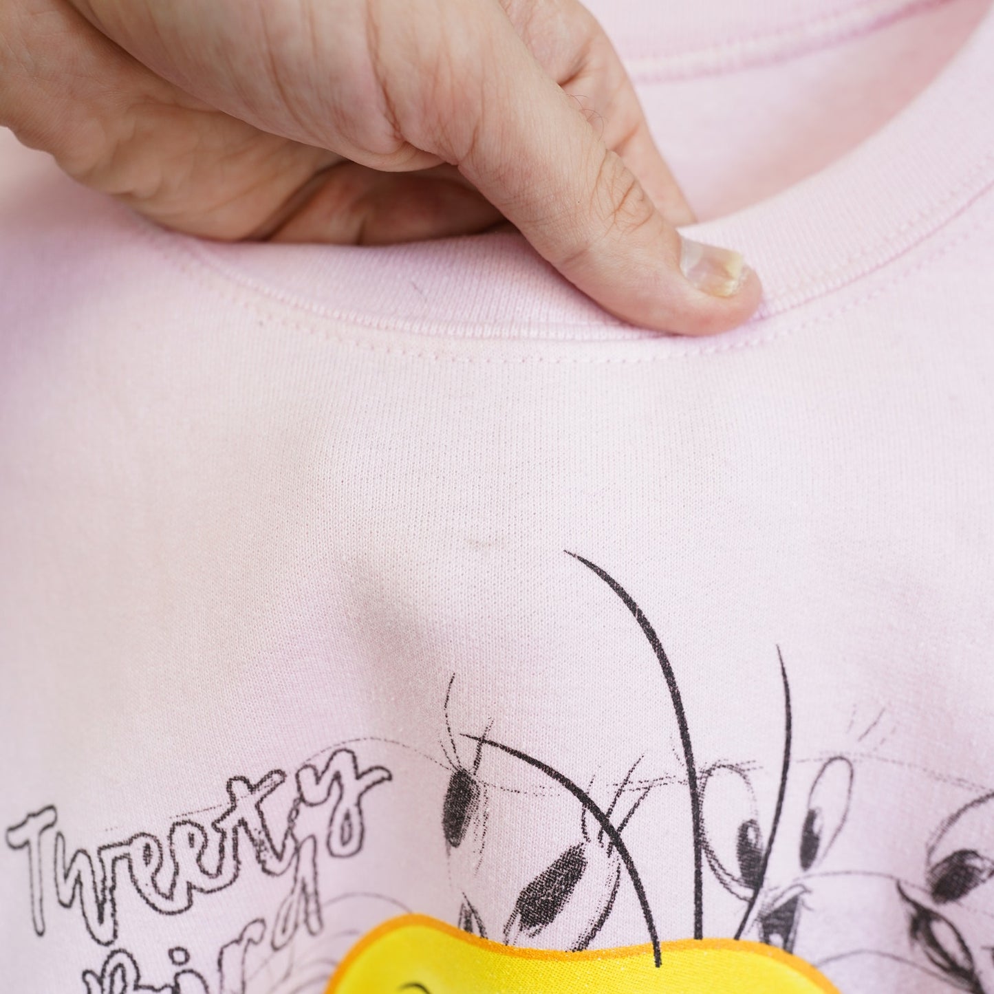 (S) Vintage Tweety Bird Looney Tunes Crewneck Sweatshirt Women's S Pink Cartoon