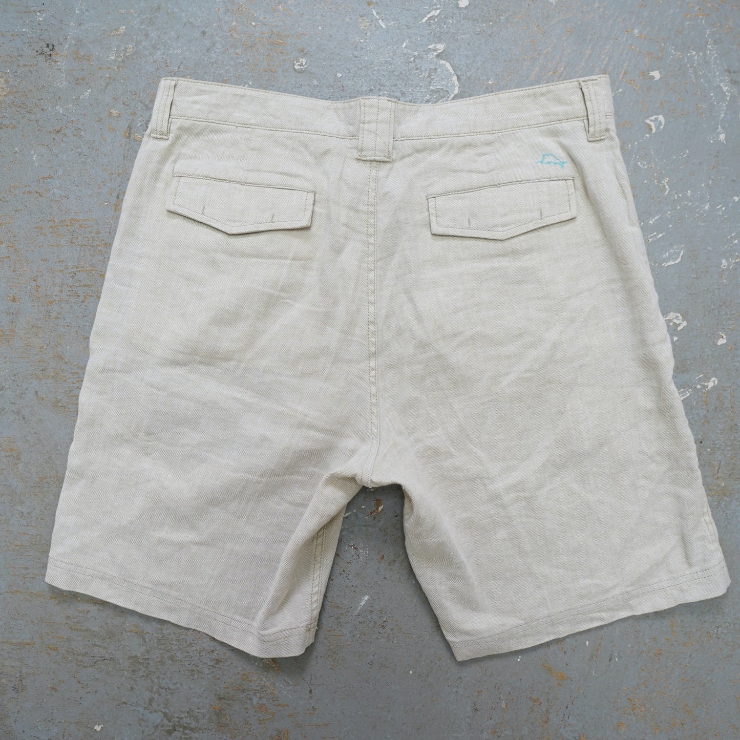 (Sz. 35) Tommy Bahama Beige Linen Blend Shorts Men's Sz 35 Preppy Casual Tan Beach