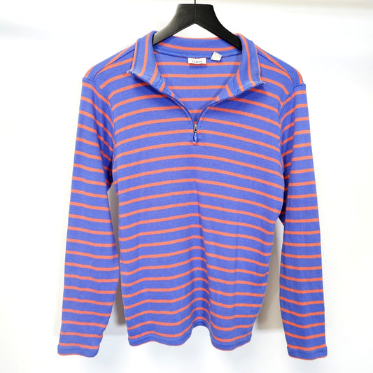 (Women's M) L.L.Bean Striped Quarter-Zip Pullover Sweater Women's M Blue Orange Gorpcore