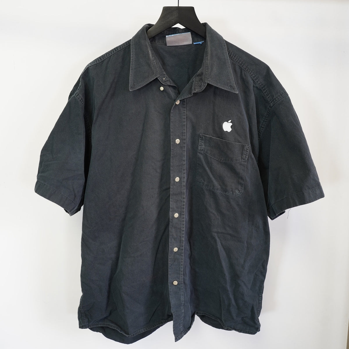 (XXL) Vintage Apple 90s Black Button Up Shirt Mens XXL Black White Tech Retro Computer