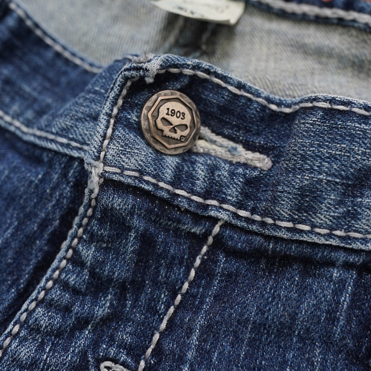 (36x30) Vintage Harley Davidson Straight Leg Biker Blue Jeans Men's 36x30 Denim Y2K 2000