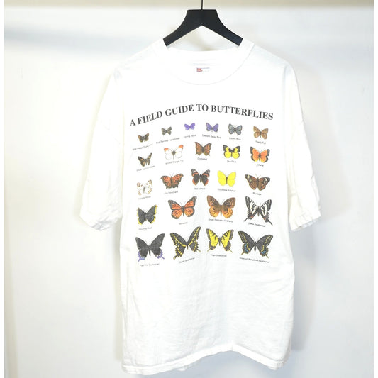 (XXL) Field Guide to Butterflies Vintage Graphic T-Shirt Men's XXL White Nature Insect