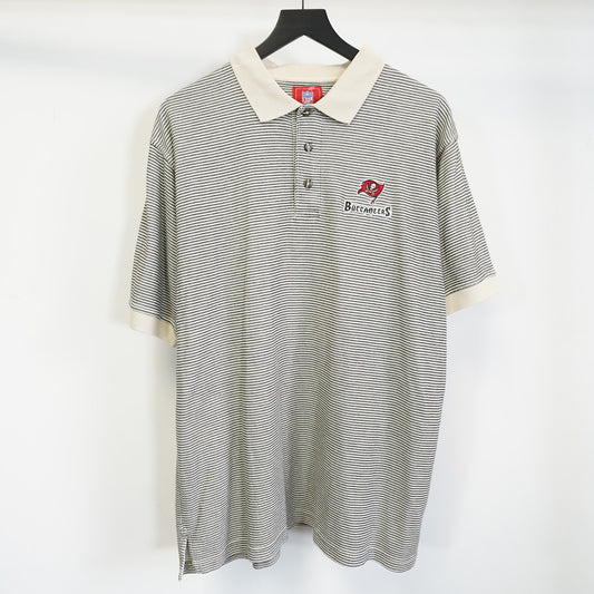(L) Vintage 2000s Tampa Bay Buccaneers Embroidered Striped Polo Shirt Men's L Y2K