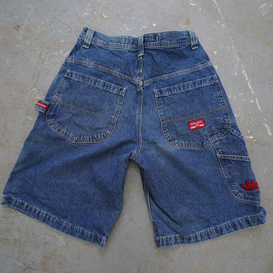 (Sz. 30) Vintage Y2K Jnco Baggy Carpenter Denim Shorts Embroidered Men's Sz 30 Skate 2000