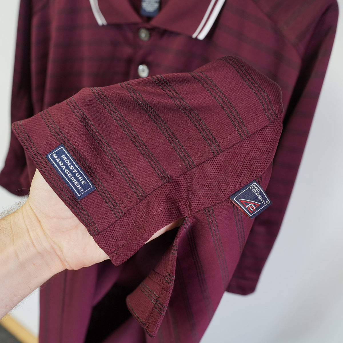 (3XL) Vintage Texas A&M Aggies Striped Polo Shirt Men's 3XL Maroon Football ATM