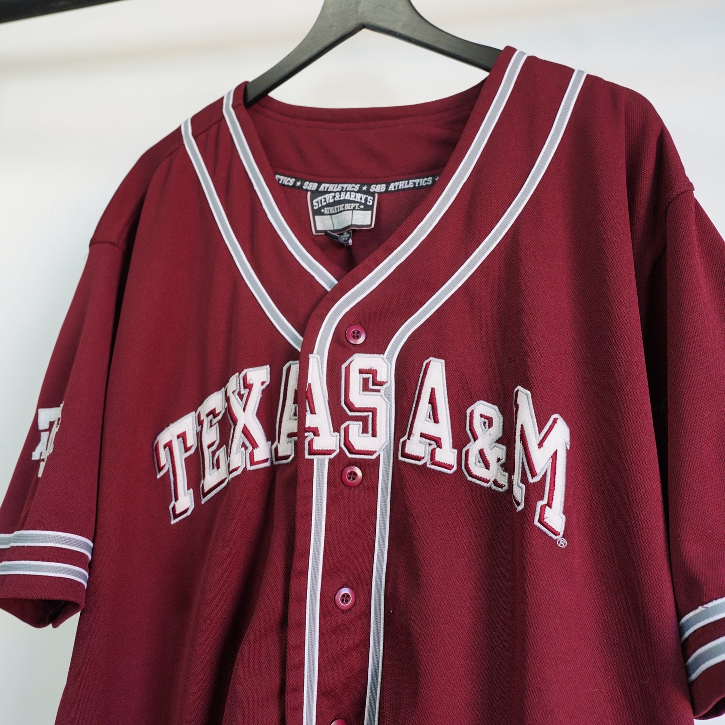(XL/XXL) Vintage Texas A&M Embroidered Baseball Jersey Men's XL-XXL Steve & Barrys Maroon