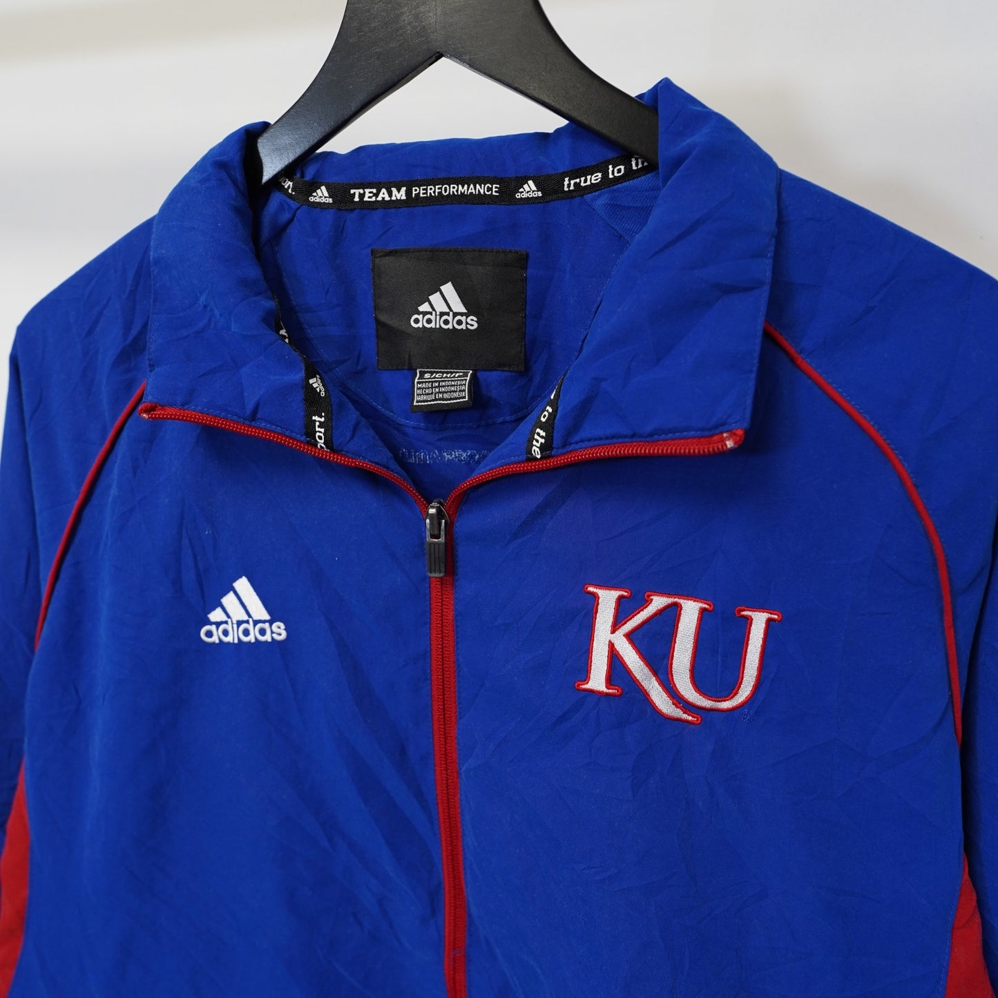 (S) Adidas Kansas Jayhawks Embroidered Windbreaker Track Jacket Men's S Blue