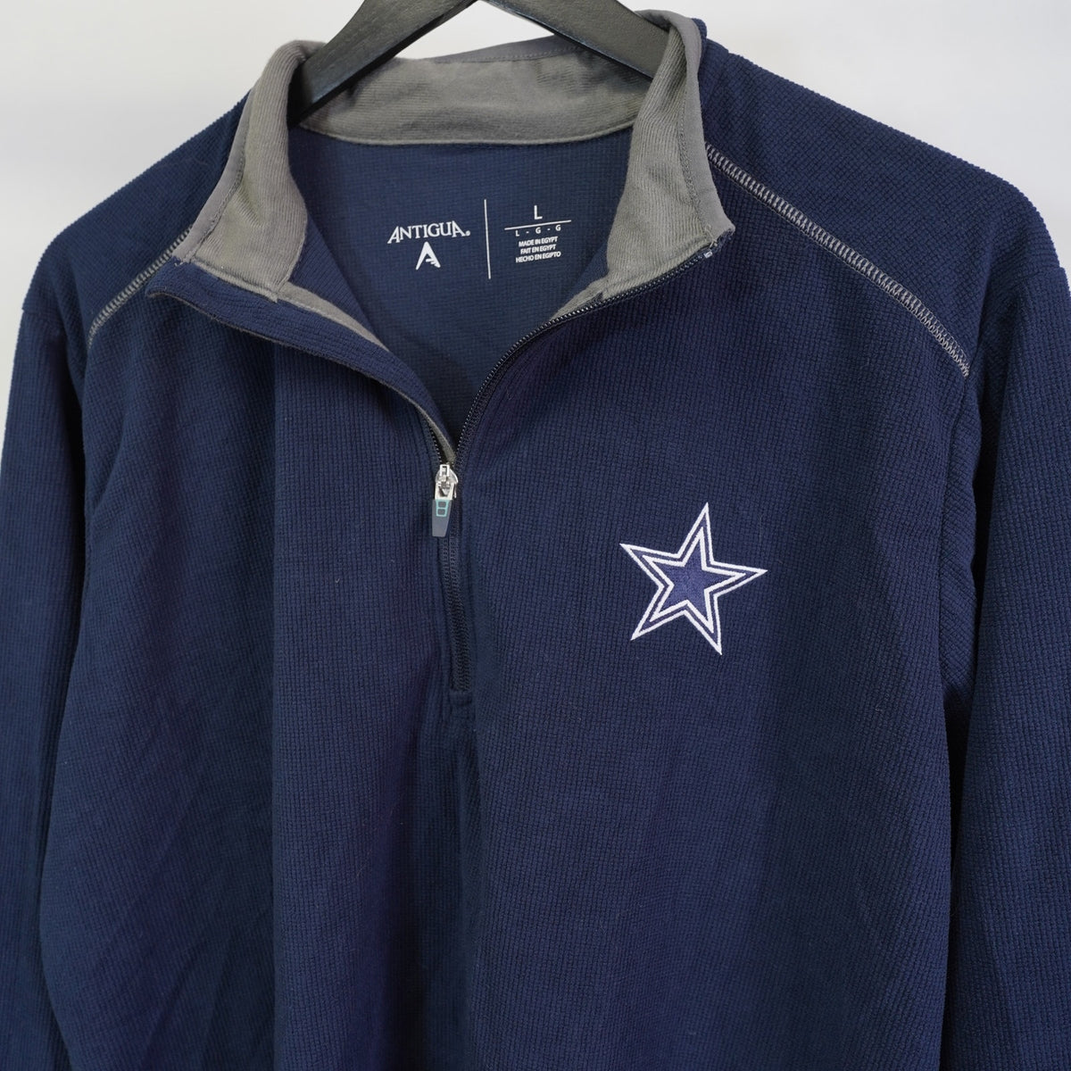 (L) Dallas Cowboys Antigua 1/4 Zip Pullover Sweater Men's L Navy Blue NFL