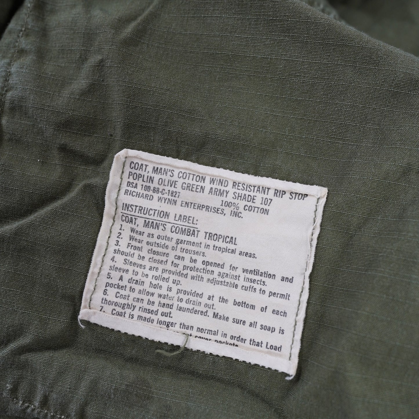(S) Vintage 60's Vietnam Jungle Coat Jacket OG-107 Ripstop Slant Pocket Mens S Green