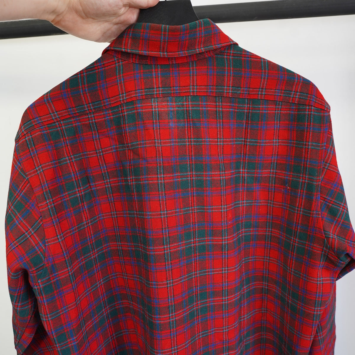 (L) True Vintage Pendelton 100% Wool Flannel Button Up Men's L Red Stewart Tartan