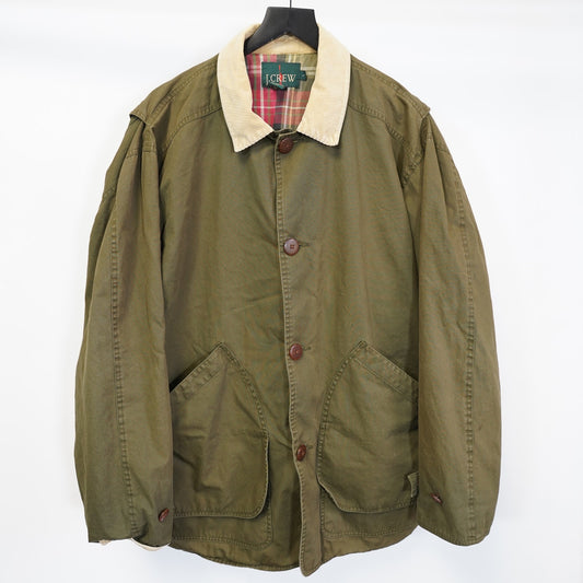 (L) Vintage J.Crew Blanket Lined Barn Jacket Chore Coat Men's Olive Green Hunting