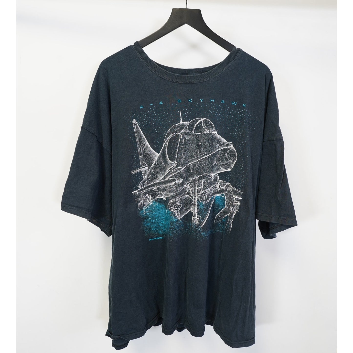 (4XL) Vintage Fighter Jet A4 Skyhawk T-Shirt Men's 4XL Black Schematic Plane Aviation
