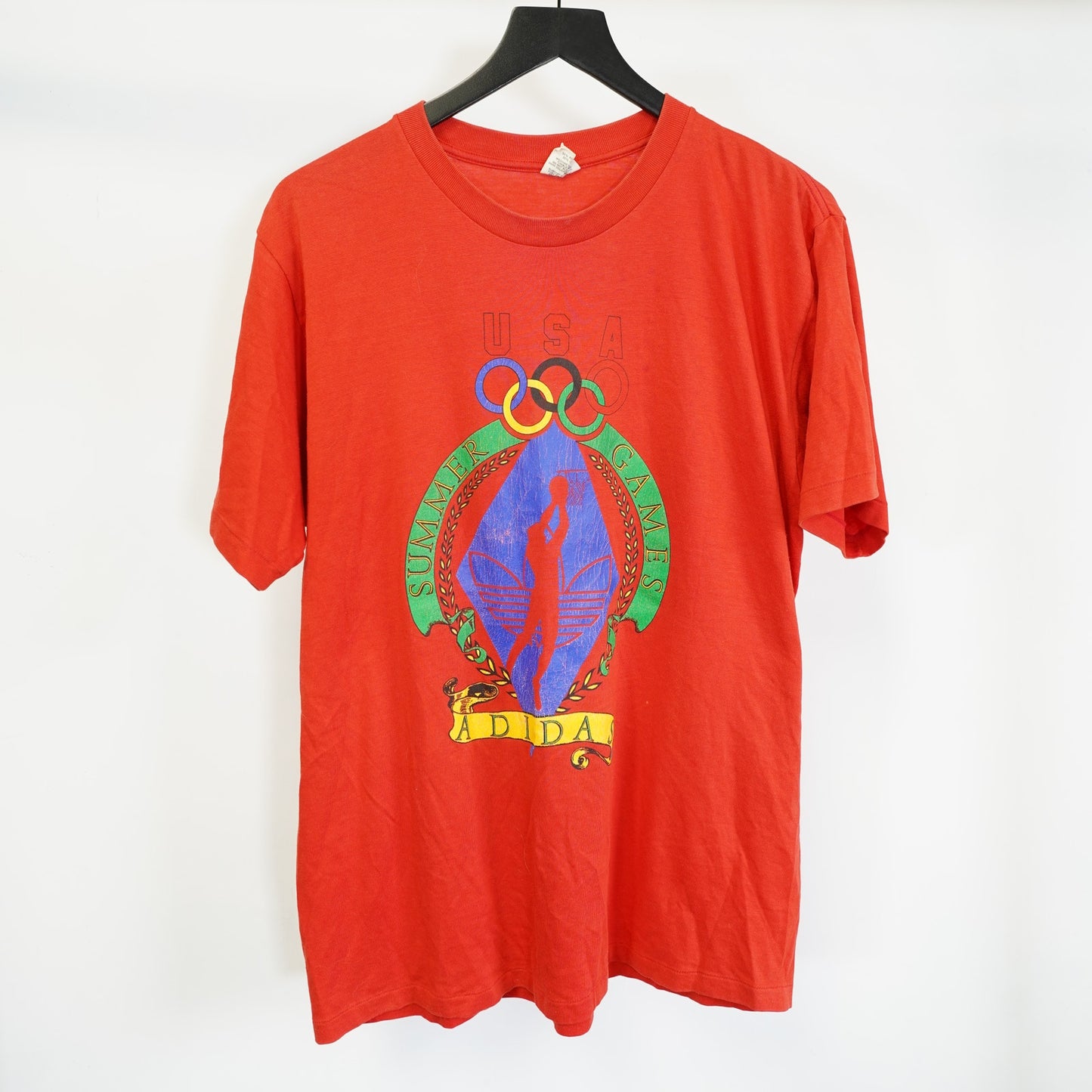 (XL) Vintage Adidas Olympic Summer Games Single Stitch T-Shirt Men's XL Basketball 90