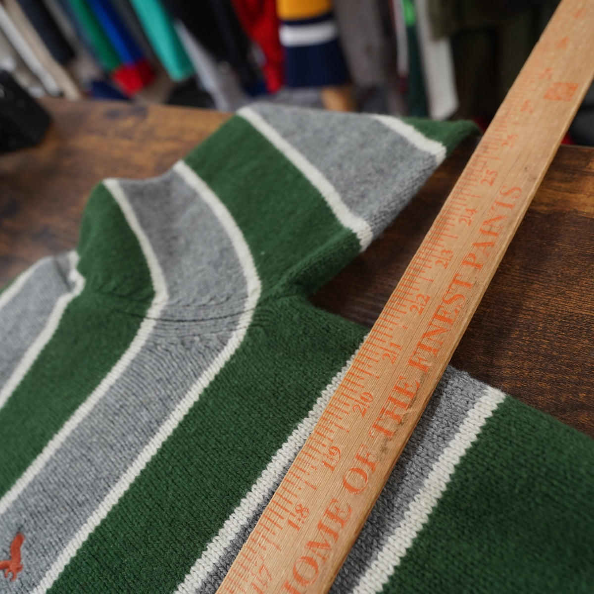 (M) Vintage American Eagle Y2K Striped Knit Sweater Men's M Gray Green 2000s Preppy