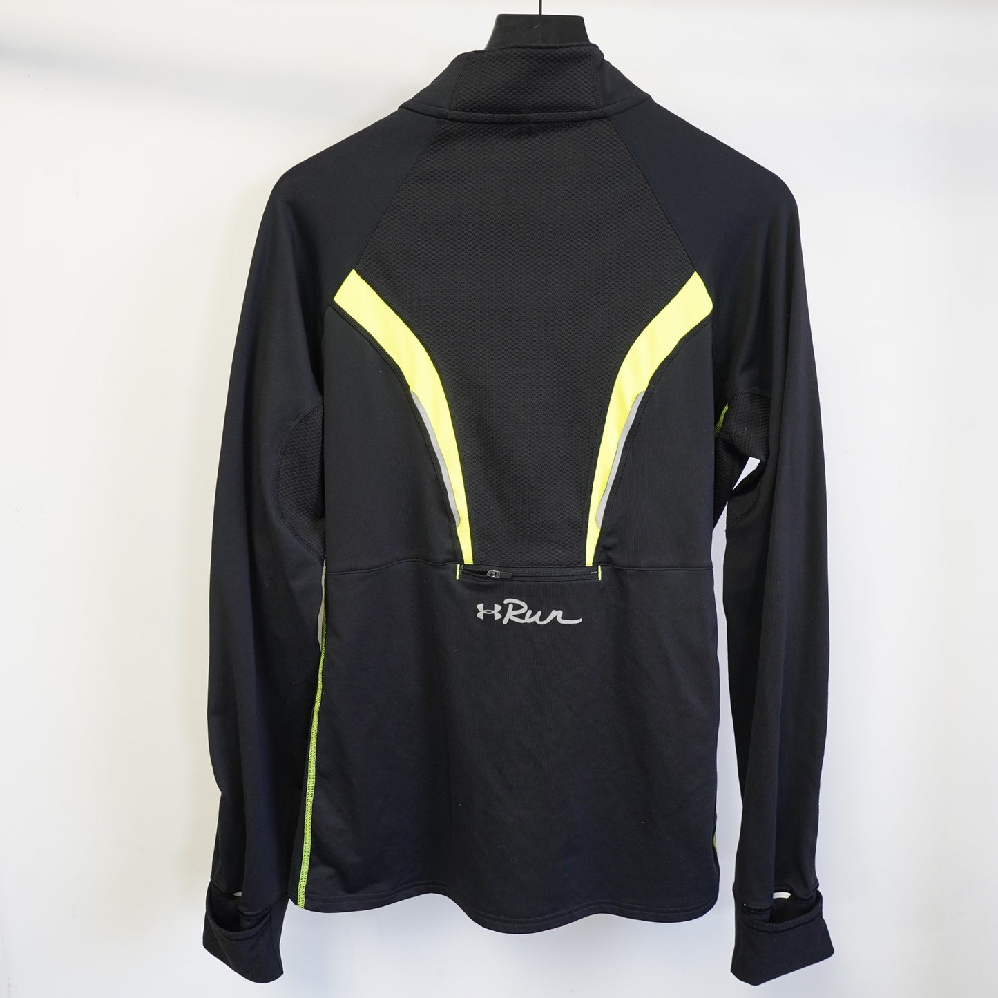 (XL) Under Armour Running Full Zip Semi-Fitted Cold Gear Jacket Men's XL Black Neon